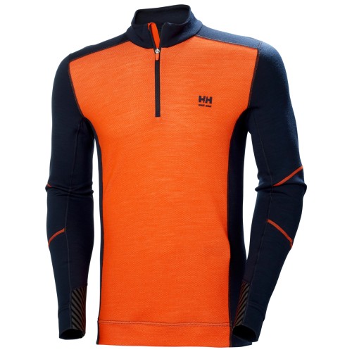 Bluza Helly Hansen Lifa Base Layer Merino Half Zip, bleumarin portocaliu, XL