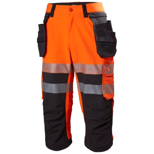 Pantaloni de lucru trei sferturi Helly Hansen ICU BRZ Construction Pirate CL1, portocaliu negru, C44