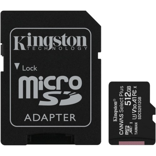 Card memorie Kingston Micro SDXC Canvas Select Plus Clasa 10 UHS-I 512GB + Adaptor