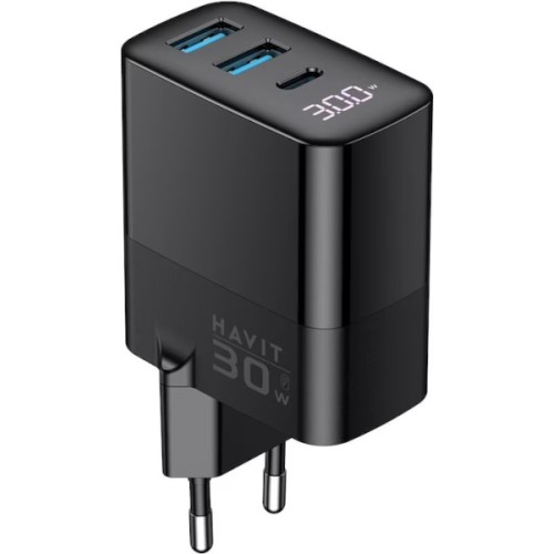Incarcator retea Havit UCLE001, 2x USB, 1x USB-C, 30 W, Black