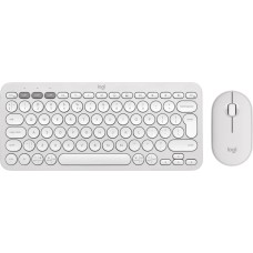 Kit periferice Logitech Pebble 2 Combo, Wireless/Bluetooth, Tonal White