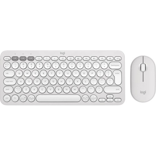 Kit periferice Logitech Pebble 2 Combo, Wireless/Bluetooth, Tonal White