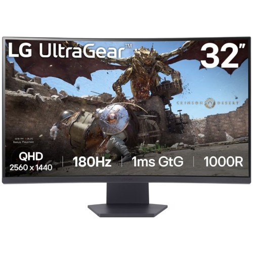 Monitor LED LG Gaming UltraGear 32GS60QC-B Curbat 31.5 inch QHD VA 1 ms 180 Hz HDR FreeSync