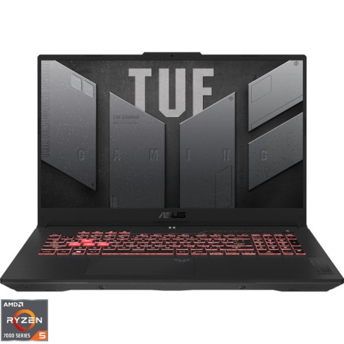 Laptop ASUS Gaming 17.3'' TUF A17 FA707NU, FHD 144Hz, Procesor AMD Ryzen™ 5 7535HS (16M Cache, up to 4.55 GHz), 16GB DDR5, 512GB SSD, GeForce RTX 4050 6GB, No OS, Mecha Gray
