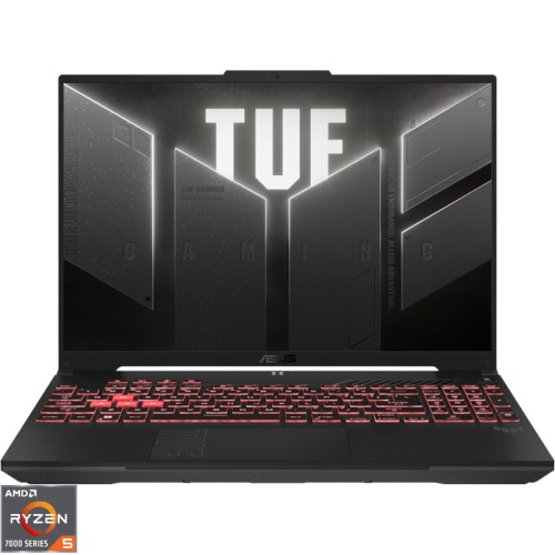 Laptop ASUS Gaming 16'' TUF A16 FA607NU, FHD+ 144Hz, Procesor AMD Ryzen™ 5 7535HS (16M Cache, up to 4.55 GHz), 16GB DDR5, 512GB SSD, GeForce RTX 4050 6GB, No OS, Mecha Gray