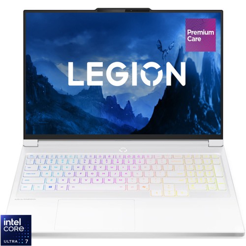 Laptop Lenovo Gaming 16'' Legion 7 16IAX10, WQXGA OLED 240Hz, Procesor Intel® Core™ Ultra 7 255HX (30M Cache, up to 5.20 GHz), 32GB DDR5 CSODIMM, 1TB SSD, GeForce RTX 5060 8GB, No OS, Glacier White, 3Yr Onsite Premium Care