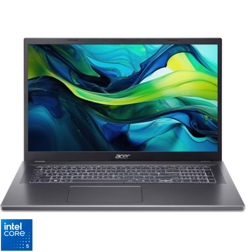 Laptop Acer 17.3'' Aspire 17 A17-51M, FHD IPS, Procesor Intel® Core™ 5 120U (12M Cache, up to 5.00 GHz), 16GB LPDDR5, 512GB SSD, Intel Graphics, No OS, Steel Gray