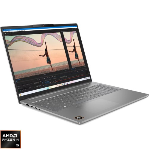 Laptop Lenovo 16'' IdeaPad Slim 5 16AKP10, 2.8K OLED 120Hz, Procesor AMD Ryzen™ AI 5 340 (16M Cache, up to 4.80 GHz), 16GB DDR5, 1TB SSD, AMD Radeon 840M, No OS, Luna Grey