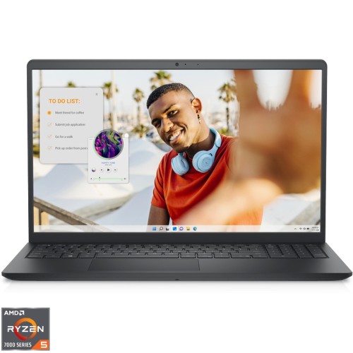 Laptop DELL 15.6'' Inspiron 15 3535, FHD 120Hz, Procesor AMD Ryzen™ 5 7530U (16M Cache, up to 4.5 GHz), 16GB DDR4, 512GB SSD, AMD Radeon, Linux, Carbon Black, 3Yr BOS