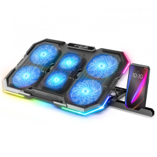 Stand/Cooler notebook Spirit of Gamer AIRBLADE 700 RGB, pana la 17.3 inch, 6 ventilatoare, 8 pozitii, iluminare LED Blue, Backlight RGB, suport de telefon