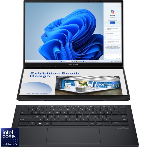 Ultrabook ASUS 14'' Zenbook Duo OLED UX8406MA, 3K 120Hz Touch, Procesor Intel® Core™ Ultra 9 185H (24M Cache, up to 5.10 GHz), 32GB DDR5X, 2TB SSD, Intel Arc Graphics, Win 11 Pro, Inkwell Gray