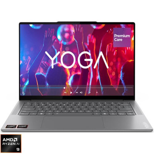 Ultrabook Lenovo 14.5'' Yoga Pro 7 14ASP9, 2.8K OLED 120Hz, Procesor AMD Ryzen™ AI 9 365 (24M Cache, up to 5.0 GHz), 32GB LPDDR5X, 1TB SSD, AMD Radeon 880M, No OS, Luna Grey, 3Yr Onsite Premium Care