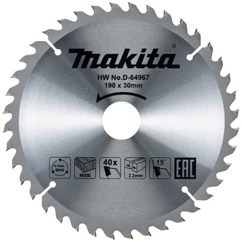 MAKITA  D-64967 - Panza fierastrau circular, lemn, 190x30x2.2 mm, 40 dinti