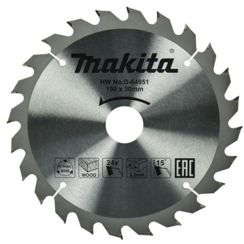 MAKITA Disc D-64951 pentru fierastrau circular, 190x30 mm, 24 dinti, pentru lemn