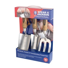 Set gradinarit cadou cu trei piese cu lame inox, manere lemn, Spear  Jackson Traditional Stainless