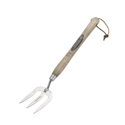 Mini furca gradinarit cu 3 coarne inox, coada lemn lung, Spear  Jackson Traditional Stainless