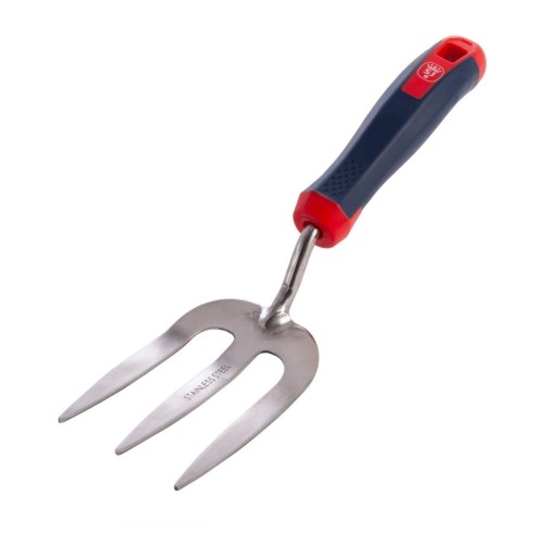 Mini furca gradinarit cu 3 coarne otel inoxidabil, coada plastic, Spear  Jackson Select Stainless