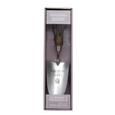 Plantator in ambalaj cadou cu lama inox, maner lemn, gravat Gardening Queen, Spear  Jackson
