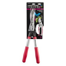 Set cadou cu doua foarfeci, pentru gard viu si gradinarit tip bypass, manere roz, Spear  Jackson Colours