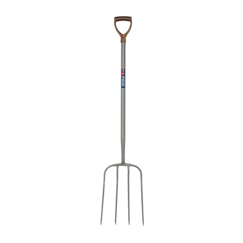 Furca compost cu 4 coarne otel carbon, coada tubulara metalica, maner D plastic, Spear  Jackson Neverbend Professional