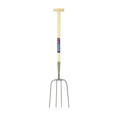 Furca fan cu 4 coarne otel carbon, coada lemn, maner T lemn, Spear  Jackson Neverbend Professional