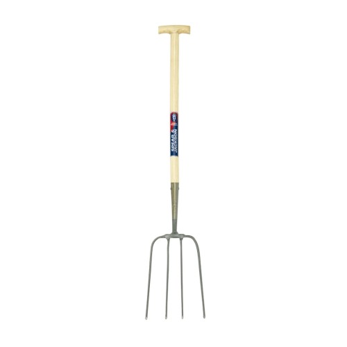 Furca fan cu 4 coarne otel carbon, coada lemn, maner T lemn, Spear  Jackson Neverbend Professional
